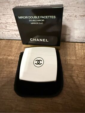 CHANEL beauty white Compact Mirror double sided